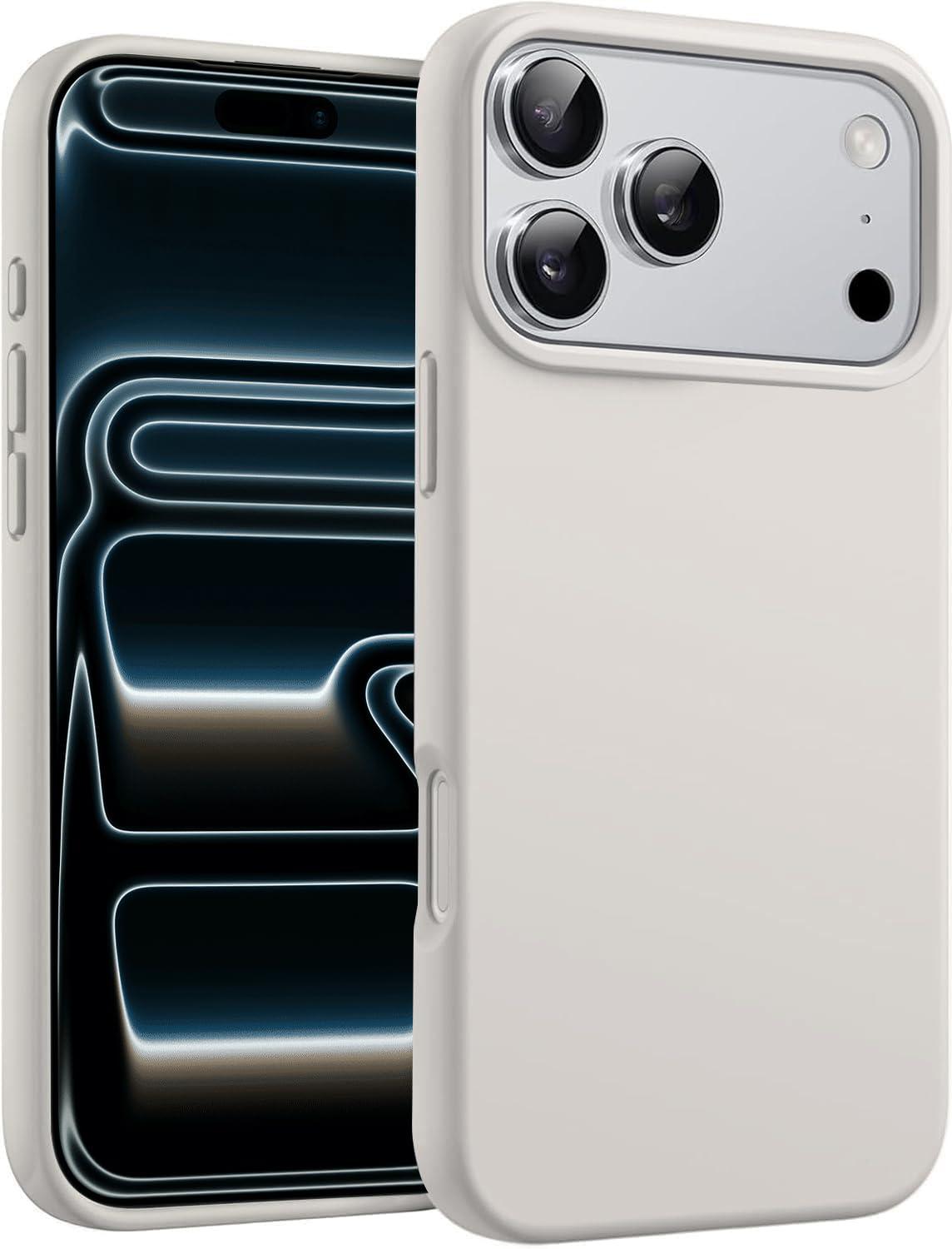 DIZORO Compatible with (iPhone 17 Pro Case)(2025), Liquid Silicone 3 Layers Full Covered Soft Gel Rubber Phone Case,Shockproof Protective Cover with Anti-Scratch Microfiber Lining-Stone Grey-image-35