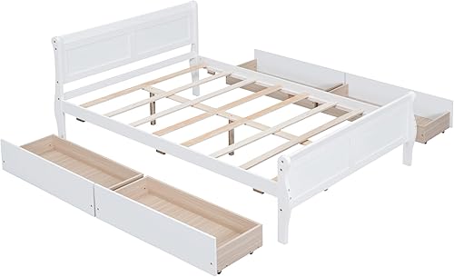 Miniatura 176 de Cama de plataforma de madera de tamaño individual con cabecera en forma de casa, soporte de listones de madera, para dormitorio de niños, niñas,