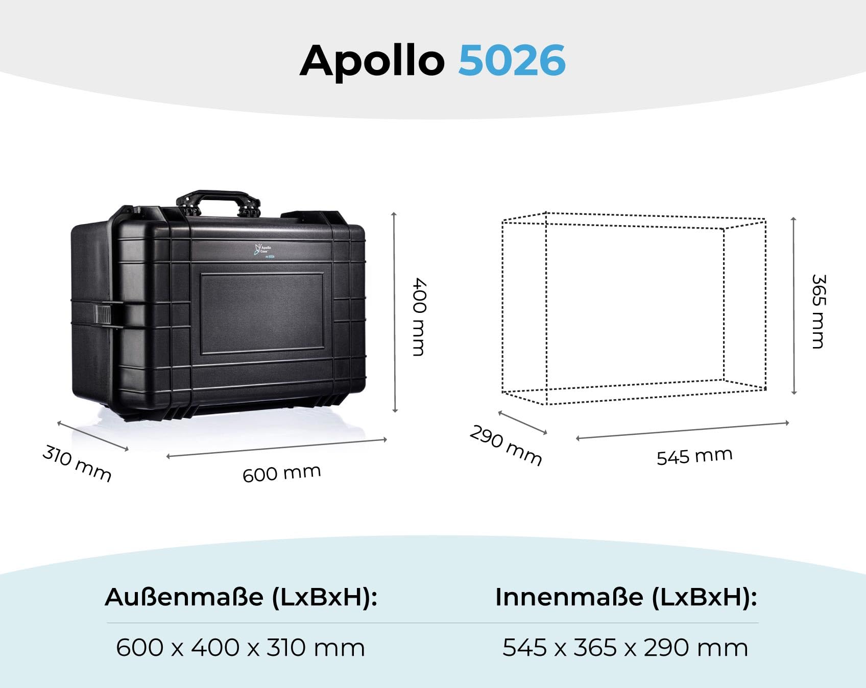 Apollo 5026 - Custodia protettiva in plastica resistente con schiuma multistrato, antiurto, design sottile, antigraffio e leggera, interno personalizzabile
