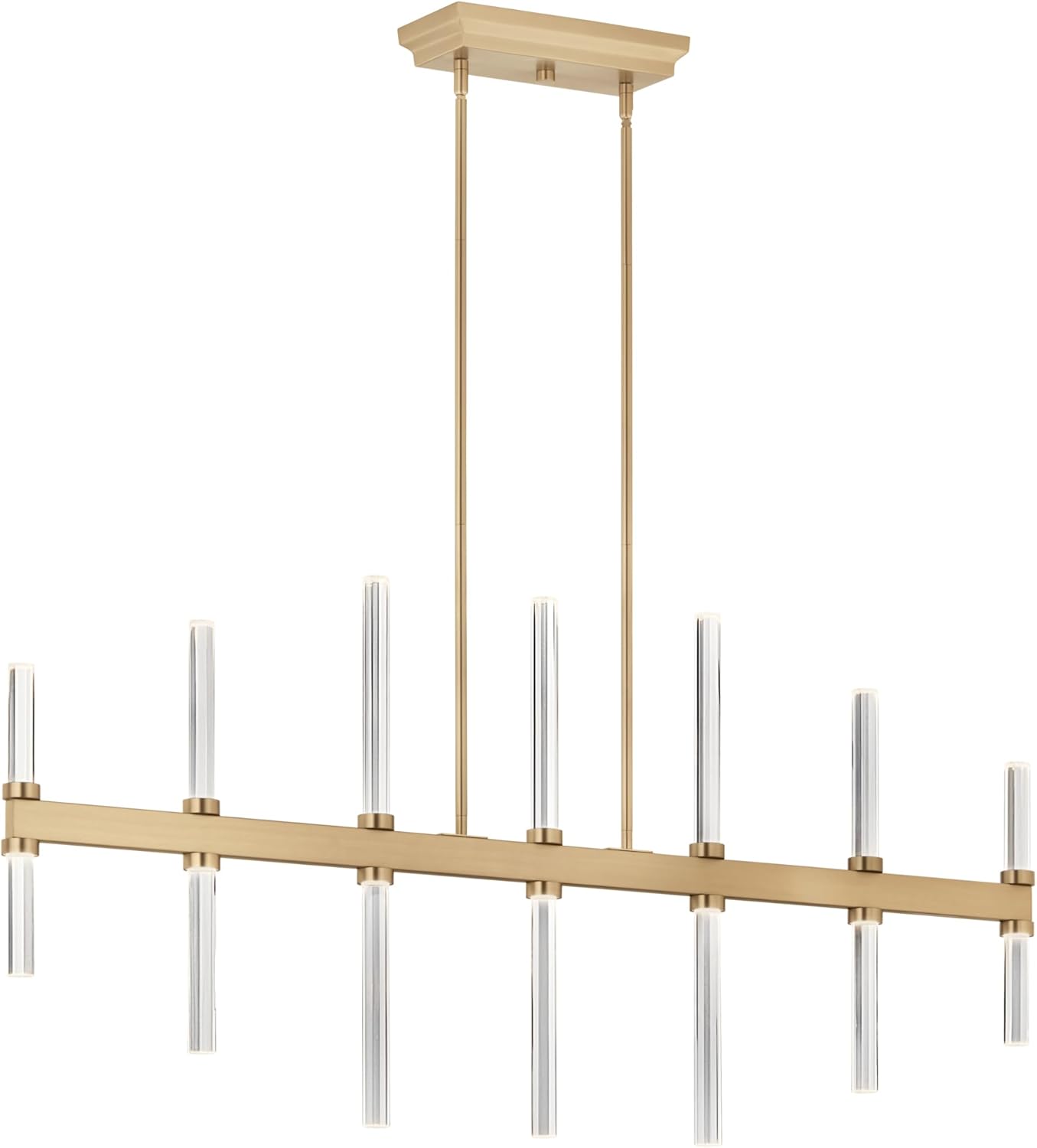 Kichler Sycara 14-Light LED Linear Chandelier, Modern Light with Faceted Crystal in Champagne Bronze, Sloped Ceiling Compatible, for Dining Room, Bar or Kitchen (22.25" x 5" x 48.25"), 52670CPZ