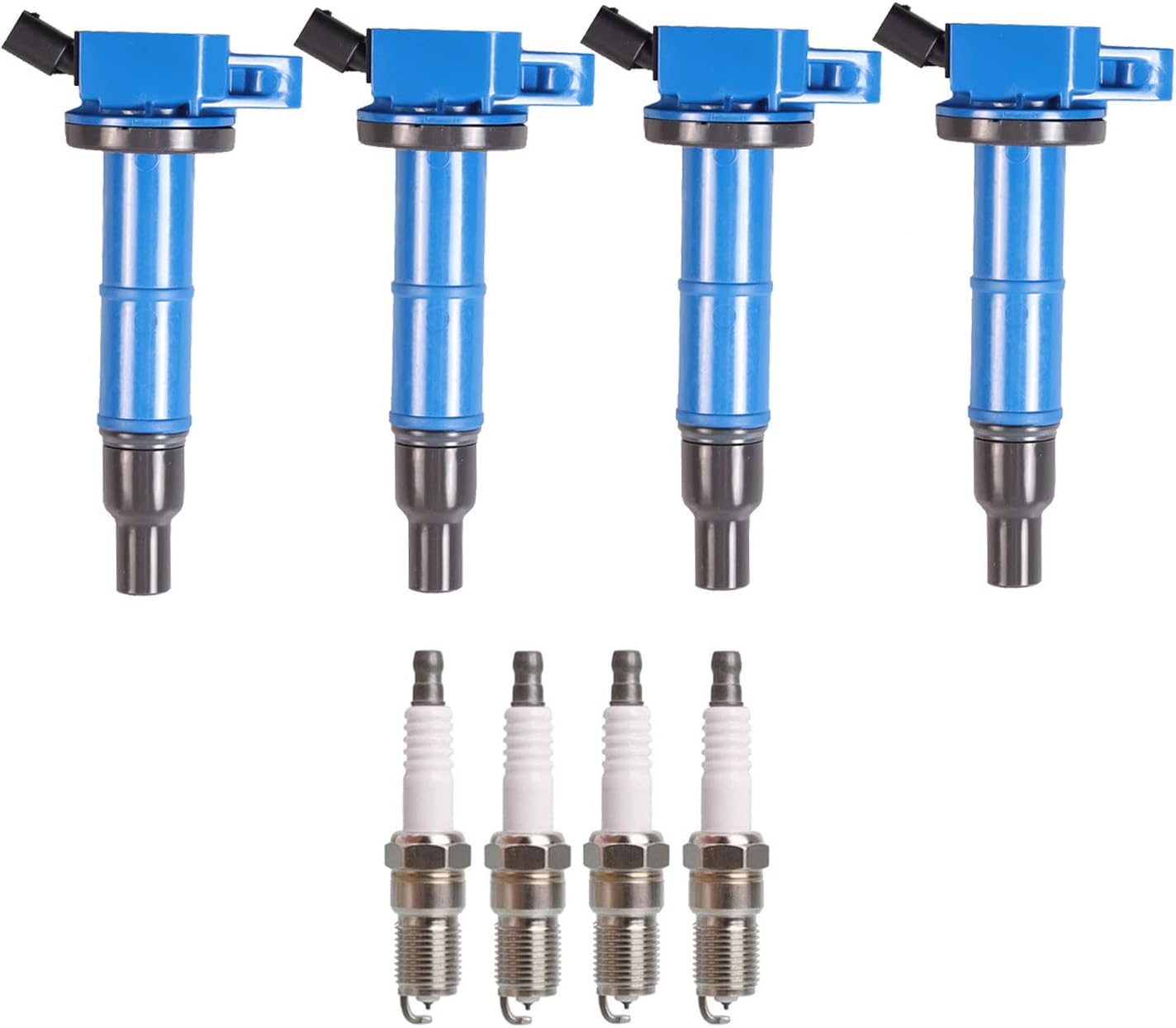 ENA Pack of 4 UF333 Blue Ignition Coil 4504 Spark Plug 2.4 L4 Compatible with Toyota Camry Corolla Highlander Matrix RAV4 Solara S250h tC xB 2001 2002 2003 2004 2005 2006 2007 2008 2009 2010 2011 2012