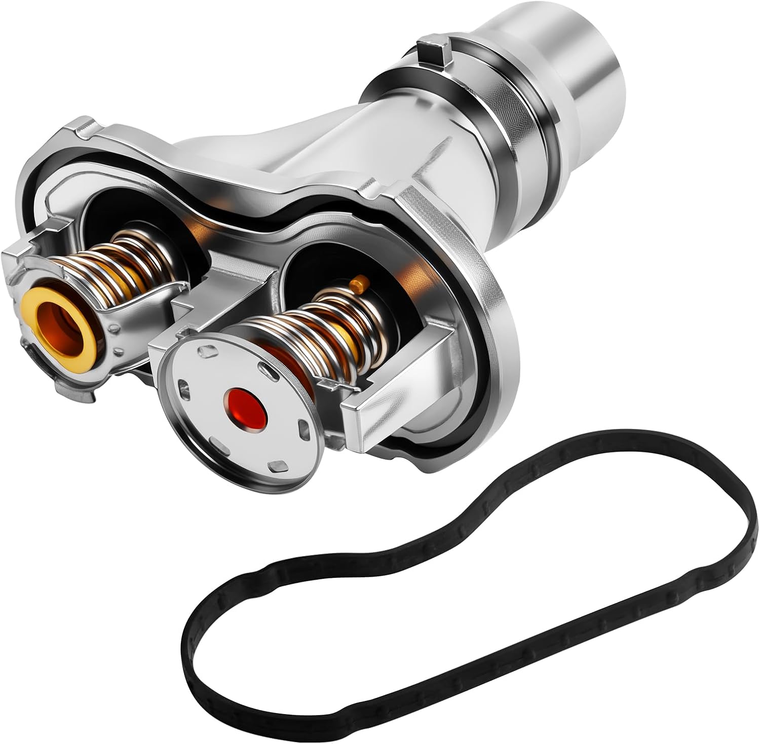 4K659-000 Upgraded Aluminium Engine Coolant Thermostat Housing Assembly Compatible With 2008 2009 2010 Ford F-250 F-350 F-450 F-550 Super Duty 6.4L V8