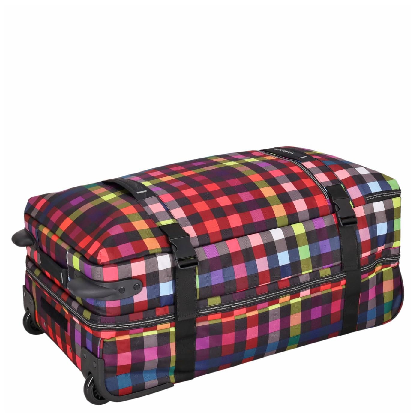 Reisetasche mit Rollen RT31 | große Reisetasche | Rucksackfunktion | praktische Fächer an den Seiten | Abnehmbarer, längenverstellbarer Schultergurt (multicolorcheck, L)