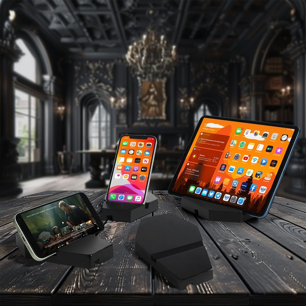 Gothic Coffin Phone Holder - Spooky Dark Aesthetic Desk Tablet Stand, Wooden Black Mobile Holder for iPhone iPad Smartphones & Tablets image 5