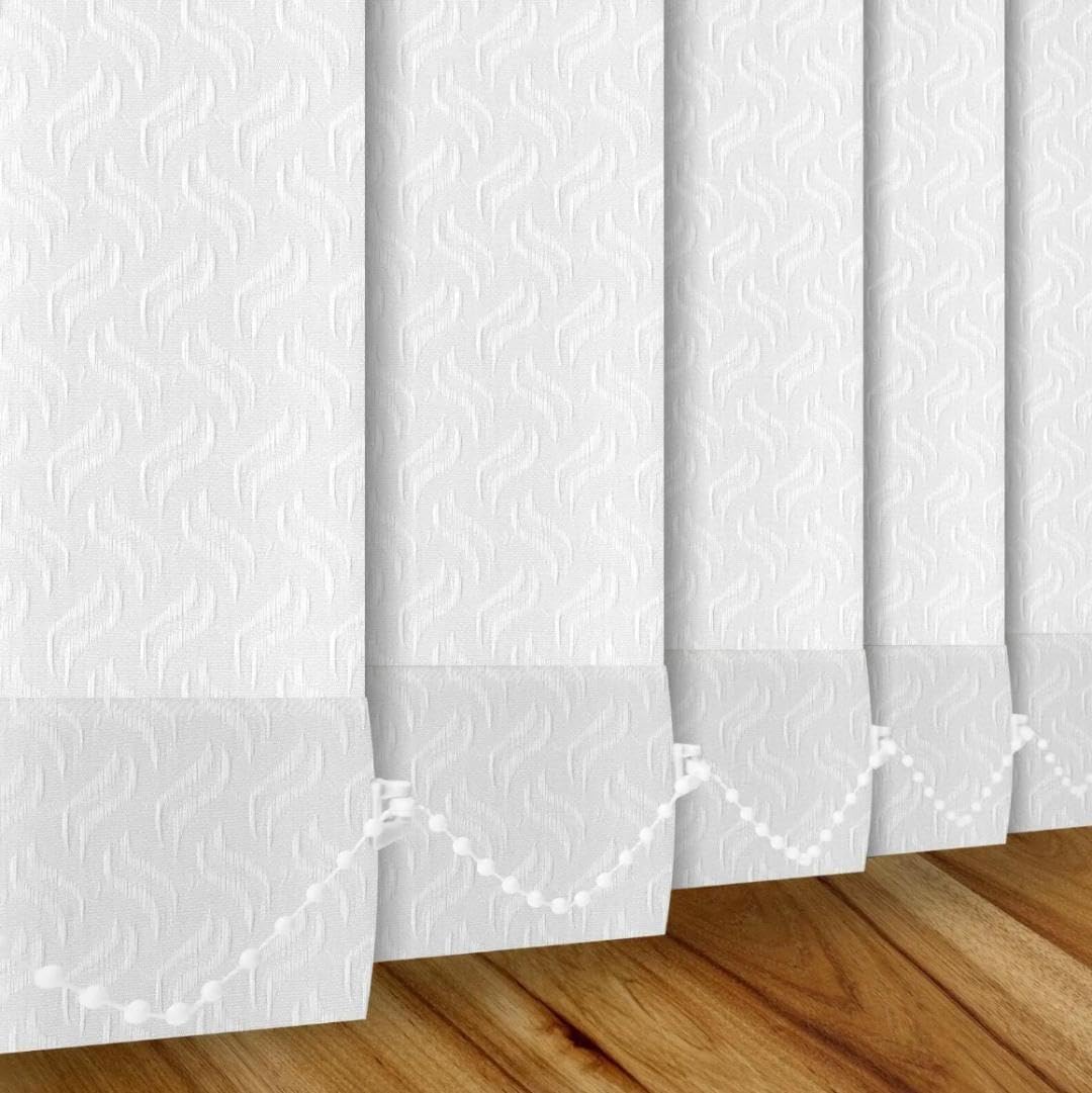 WINDRUSH WHITE Vertical Blinds Slats Made to Measure 89mm (3.5" Wide) with FREE Weights Chain & Hangers