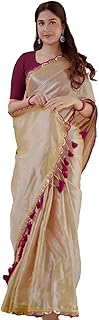 Yashika Women Chanderi Silk Solid Lace Boder Saree With Unstitched Blouse Piece |saree for Women | New Sari | Latest Saree