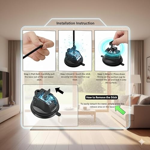 Miniatura 5 de SHAZORY Juego de juguetes interactivos de simulación de pájaros, juguetes interactivos para gatos de interior, juguete de plumas de gato, base de
