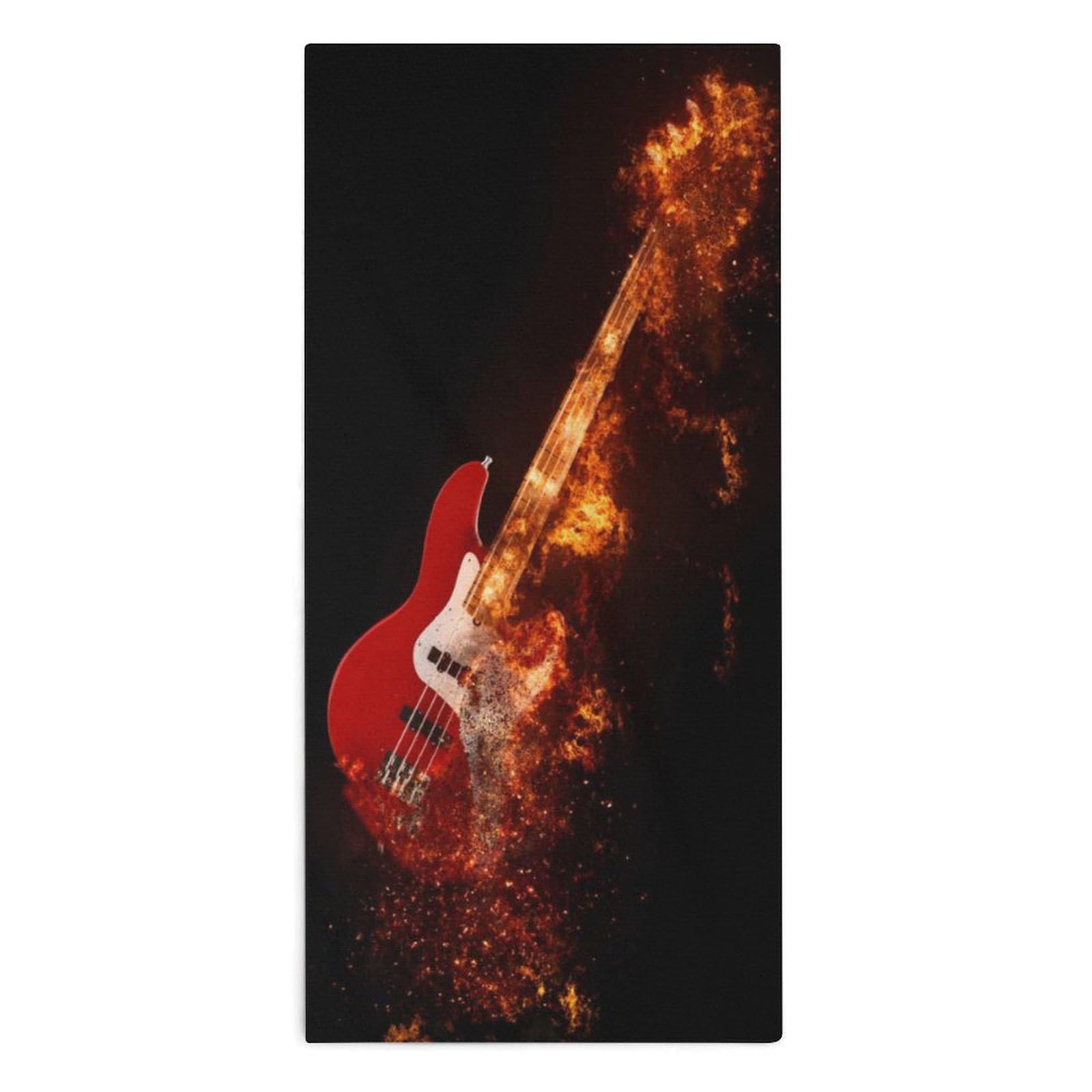 NCLQVJXZKHW Epic Rock Bass Guitar on Fire Hand Towels Soft Face Towel Gym Bathroom Travel Hotel 13"x28"