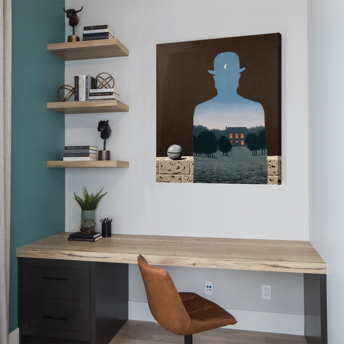 Magritte El Donante Feliz Lienzo Hombre Surrealista 90x110cm