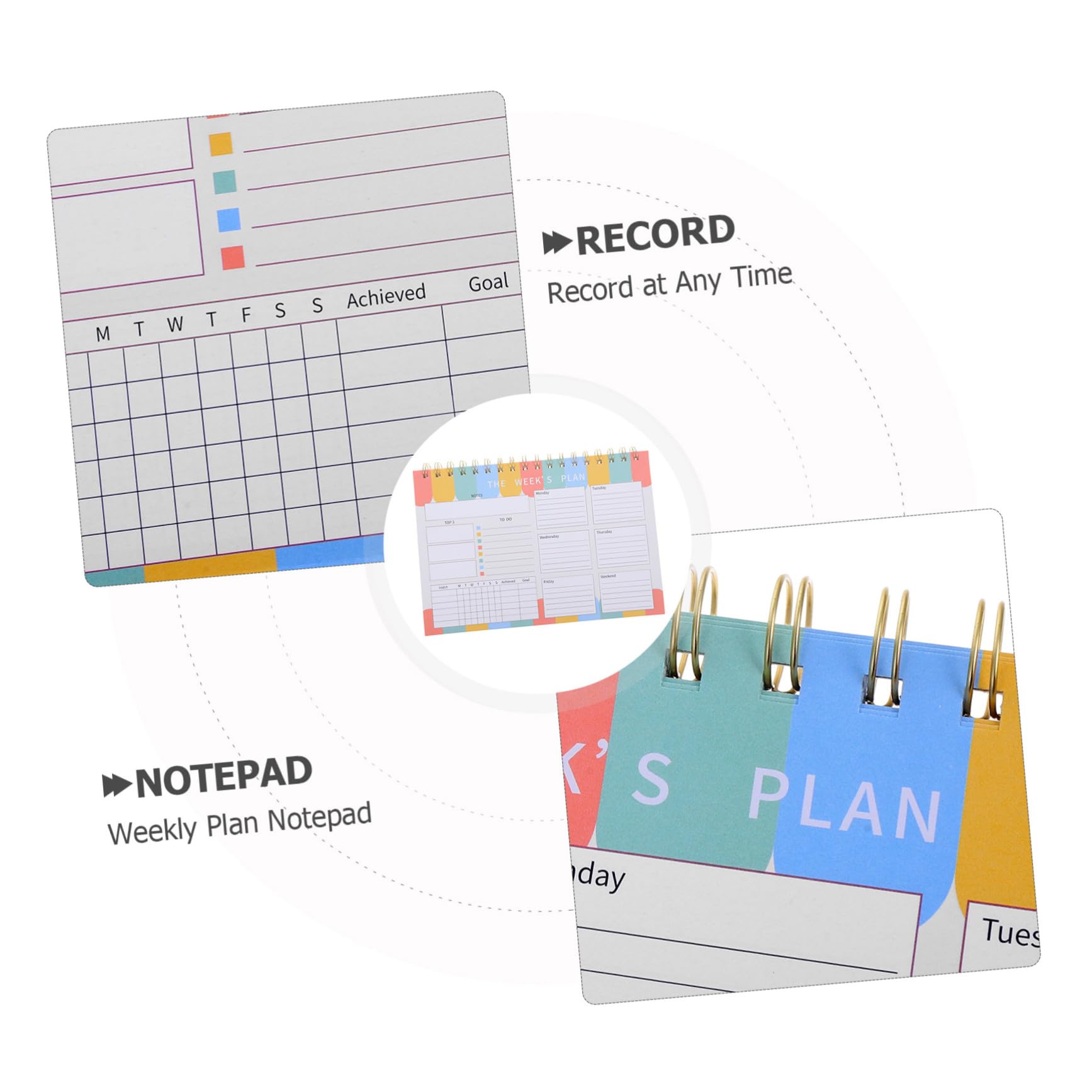 4 Piezas Planificador Semanal sin Fecha con Robusta y Encuadernación Doble Cuaderno Organizador para Tareas y Horarios para Oficina y Escuela de Notas Espacio para Escribir