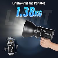 Vista 5 de SIRUI Luz de video LED CS100 de 100 W, iluminación continua de luz diurna portátil, CRI 96 de 5600K, TLCI 98 4000Lux/m, montaje Bowens, 8 efectos