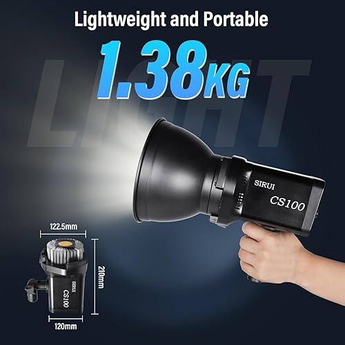 Miniatura 5 de SIRUI Luz de video LED CS100 de 100 W, iluminación continua de luz diurna portátil, CRI 96 de 5600K, TLCI 98 4000Luxm, montaje Bowens, 8 efectos