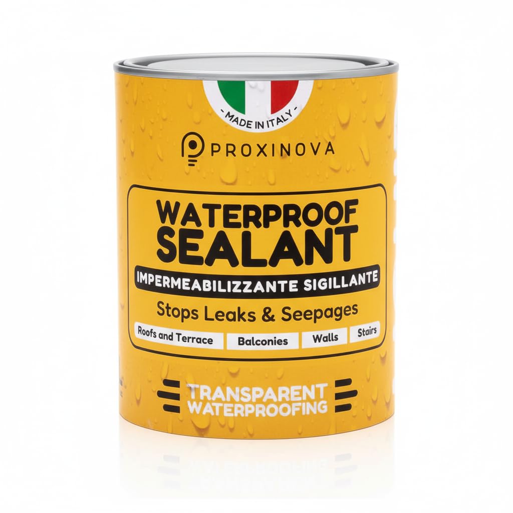 Proxinova Waterproof Sealant, Transparent, Weatherproof Seal for Roofs Terraces, Bathrooms & Basements