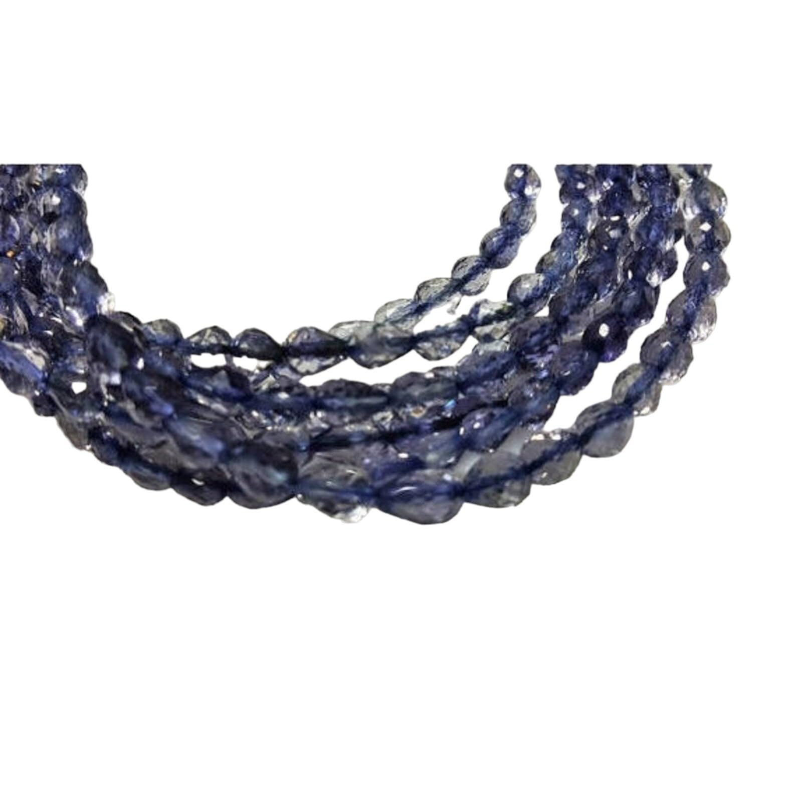 Perles de goutte percées droites Iolite en forme de larmes 5-6mm