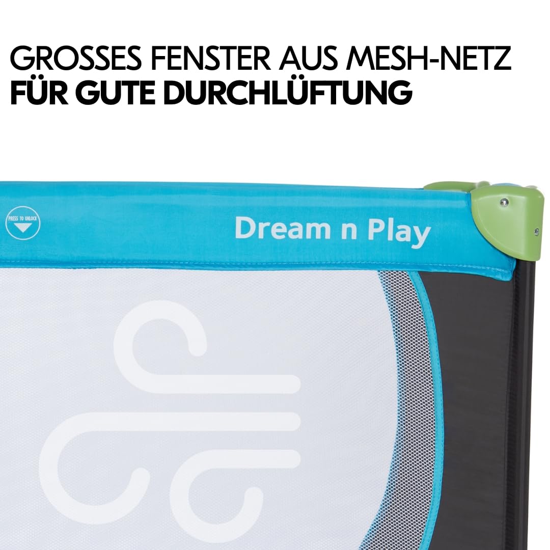 Hauck Baby Reisebett Set Dream n Play mit Matratze - Blau Waterblue
