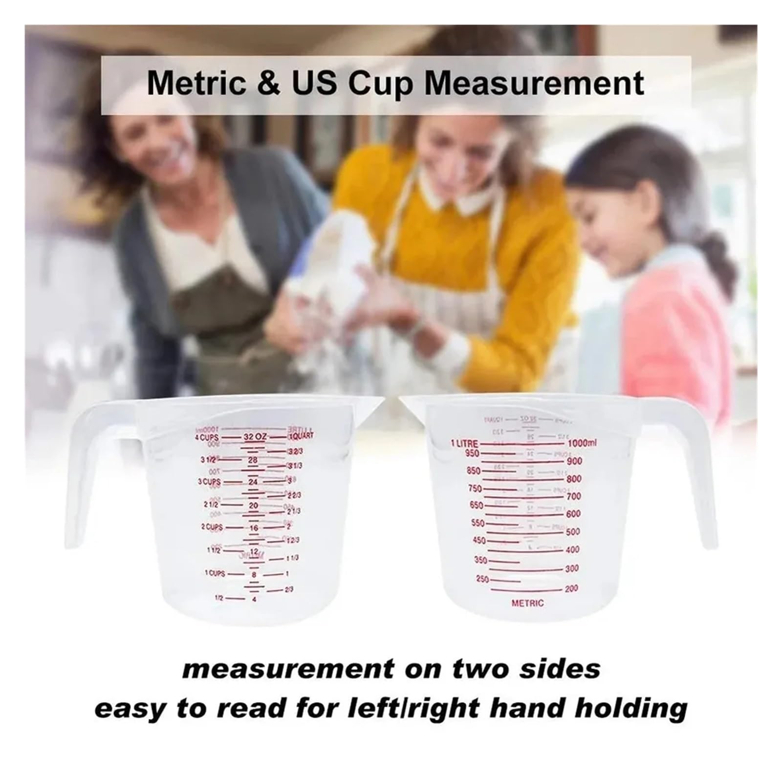 Jarra medidora 3 piezas de 0,25 l,5 y 1 plástico con boquilla for verter, taza medidora transparente, báscula for hornear for el hogar, herramienta cocina(500ml)