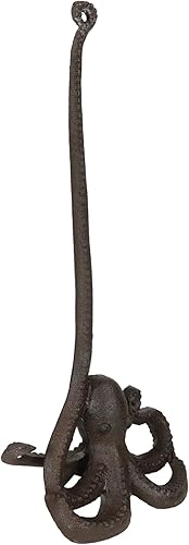 Miniatura 6 de Ebros Gift Soporte náutico de hierro fundido para toallas de papel de cocina de pulpo Kraken de mar profundo, 18 pulgadas de alto, rústico, océano,