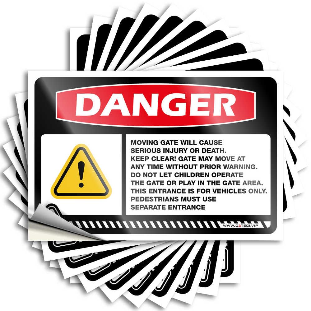 Fzfn Colour Funny Patio Decor Personalized Decals - Danger Moving Gate Will Cause Serious Injury Or Death Keep Clear Removable Decal Wall Easy Peel For Layered(8X12cm)