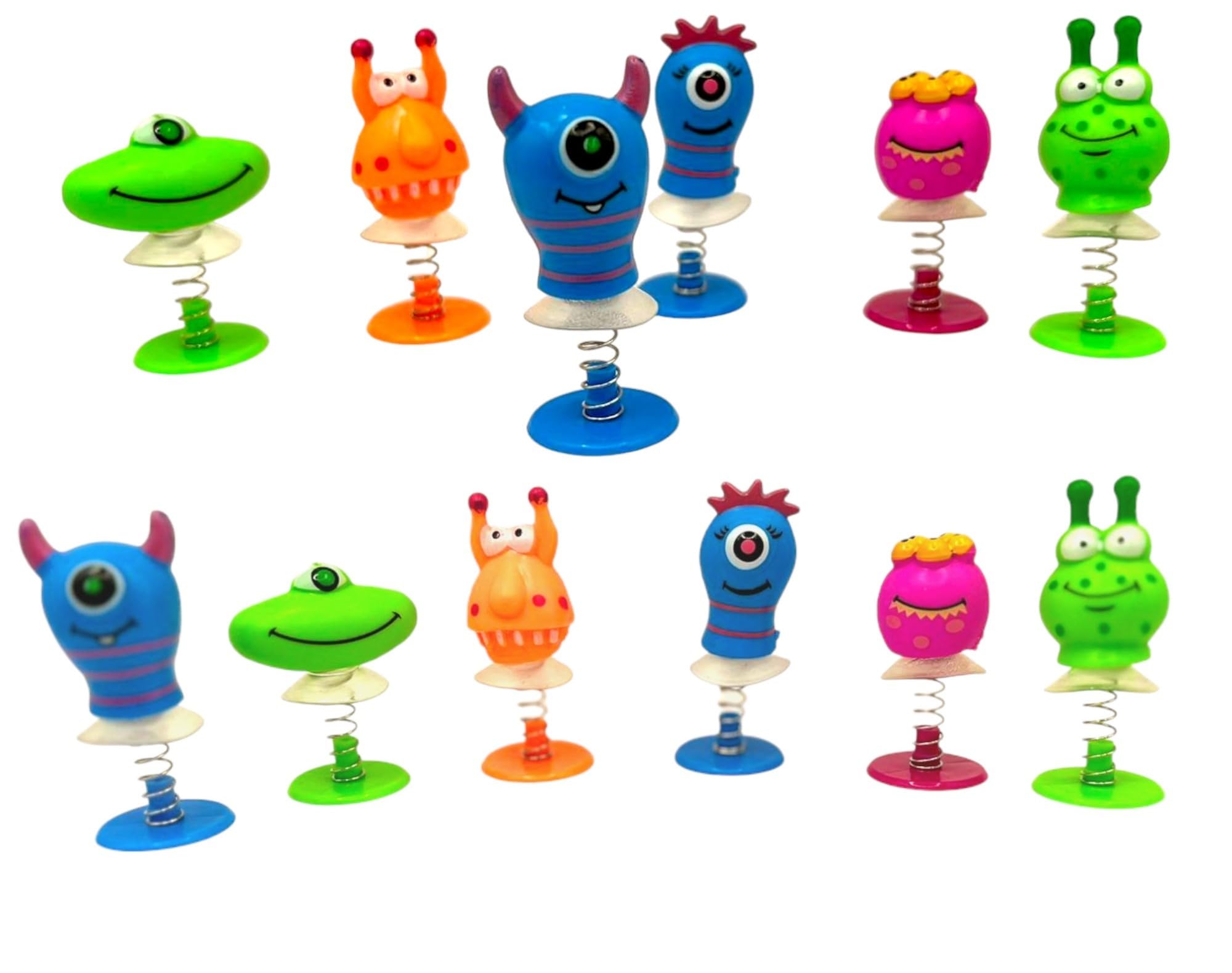 FNA FASHIONS® Set of 12 Colorful Monster Jump-ups Extravaganza |4-5cm High Toys for Everyday Play & Birthday Bag Fillers|