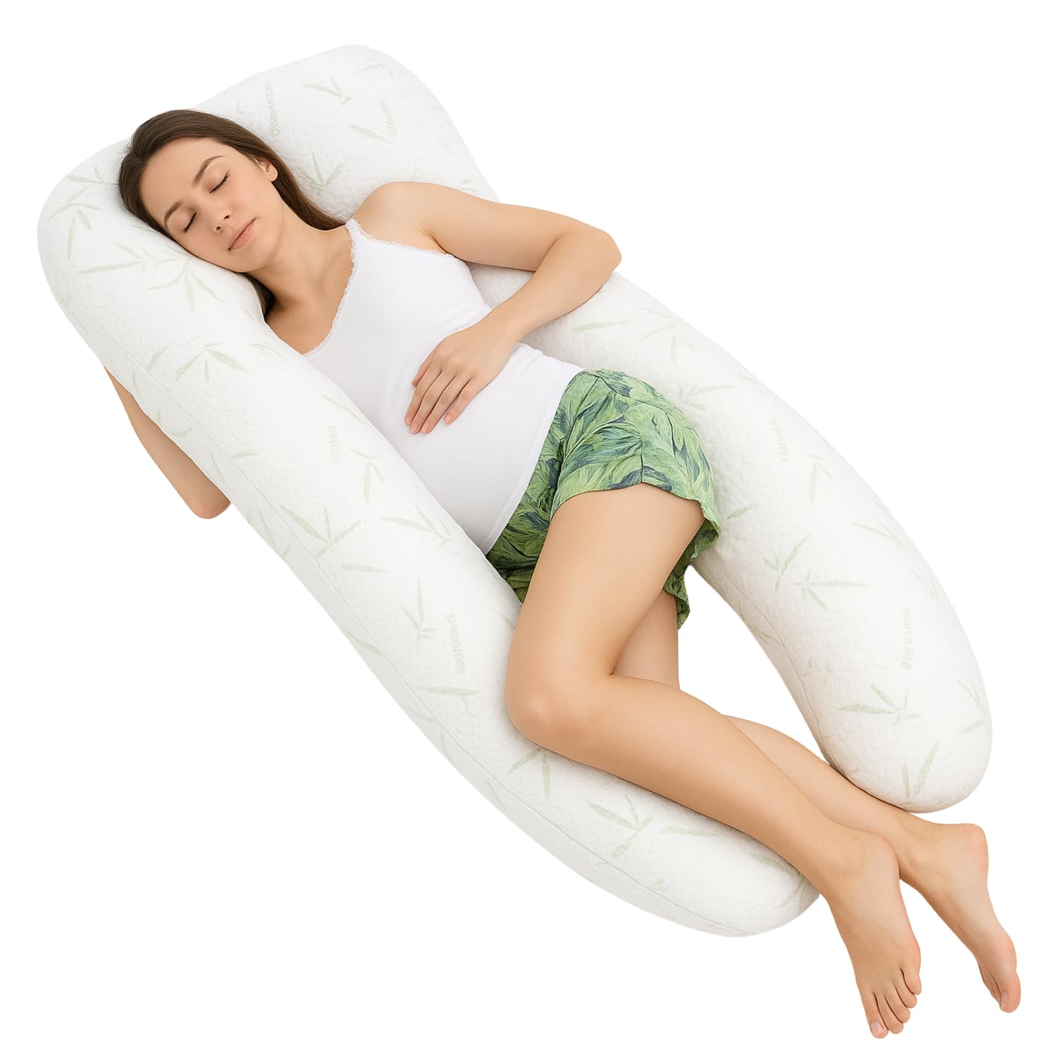 Bedding Home 12Ft Pillow Bamboo 12Ft Pregnancy Pillow, Body Pillows For Adults With Cover, Hollow Fiber Filling Maternity Pillow, Long Pillows & Bamboo Cover