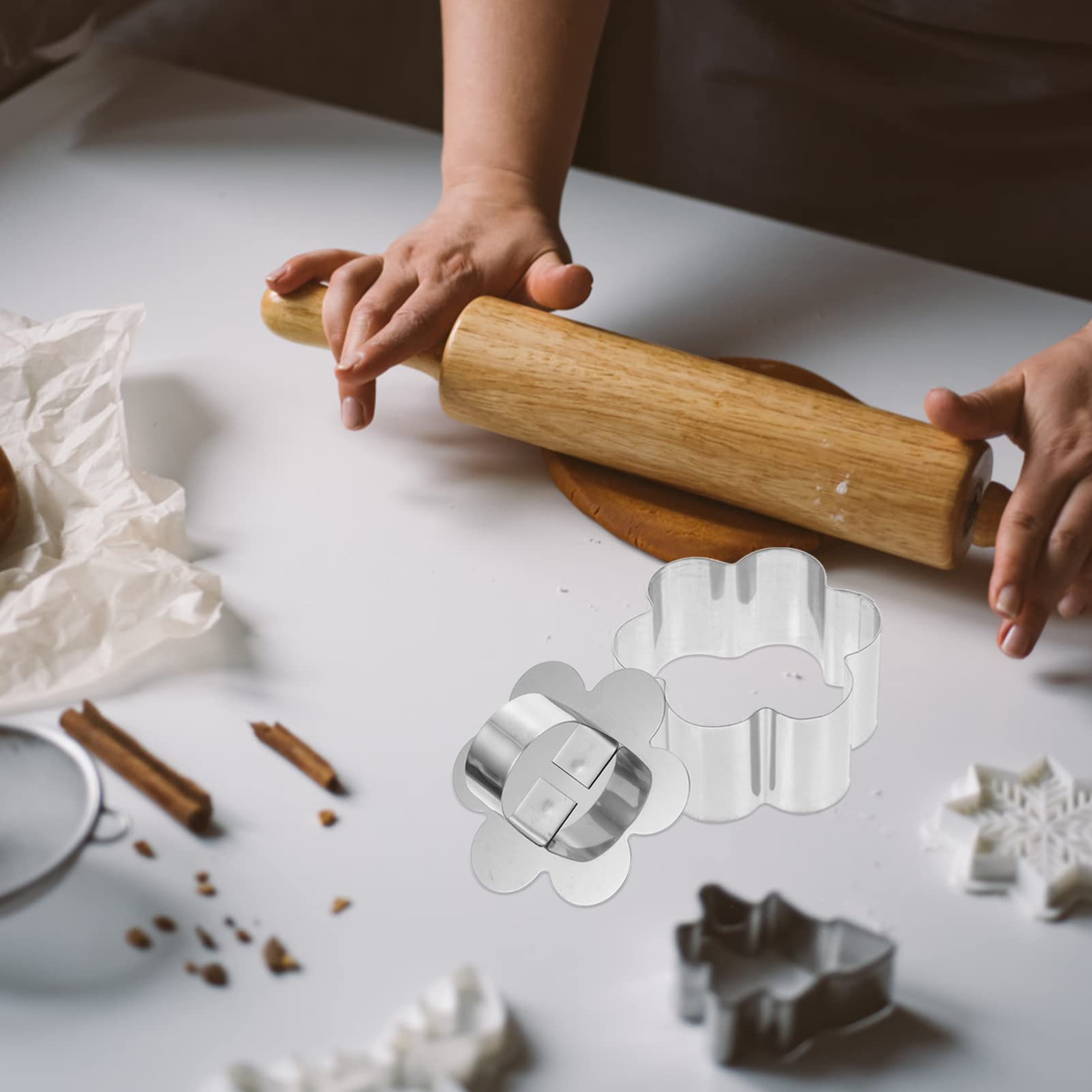 SOLUSTRE 3sets Stainless Steel Cake Molds Plum Blossom Mousse Baking for Desserts for Cakes Cheesecakes Cookies Easy to Use for Home Bakery