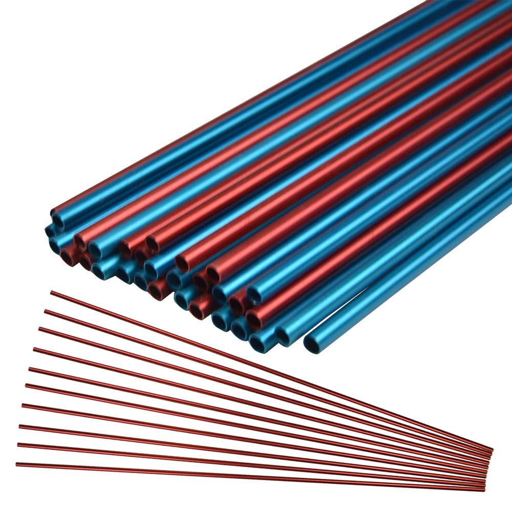 Poearcus 30" Archery Arrow Shaft Aluminum Hunting Arrow Shaft 500 Spine for DIY Hunting Arrows Bare Raw Shaft Recurve Bow Compound Bow (6, red)