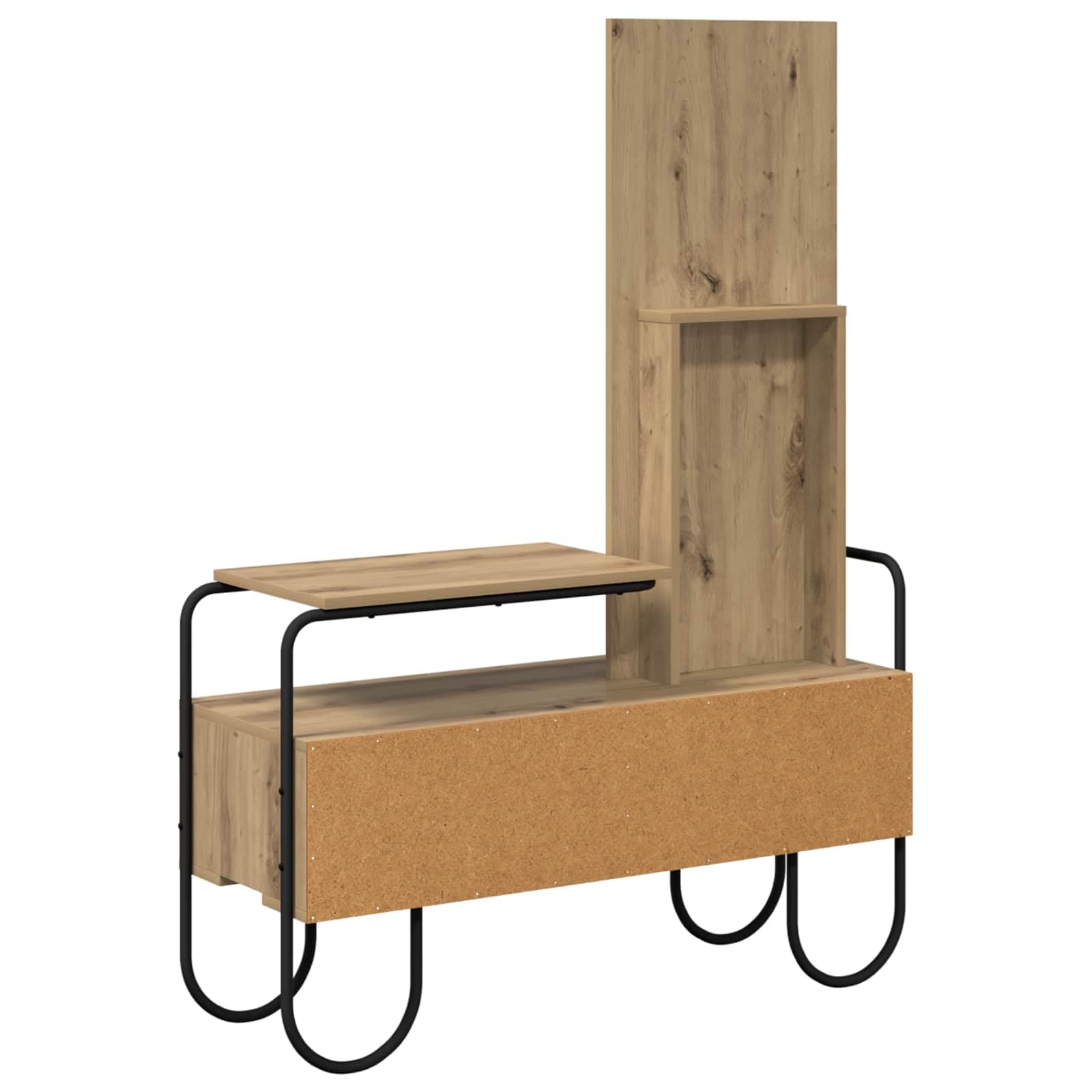 Schminktisch Artisan-Eiche Holzwerkstoff mit Spiegel Kommode Stauraum für Schlafzimmer, Frisiertisch mit 2 Schubladen, Moderne Makeup-Tabelle mit robustem Stahlrahmen, für Beauty