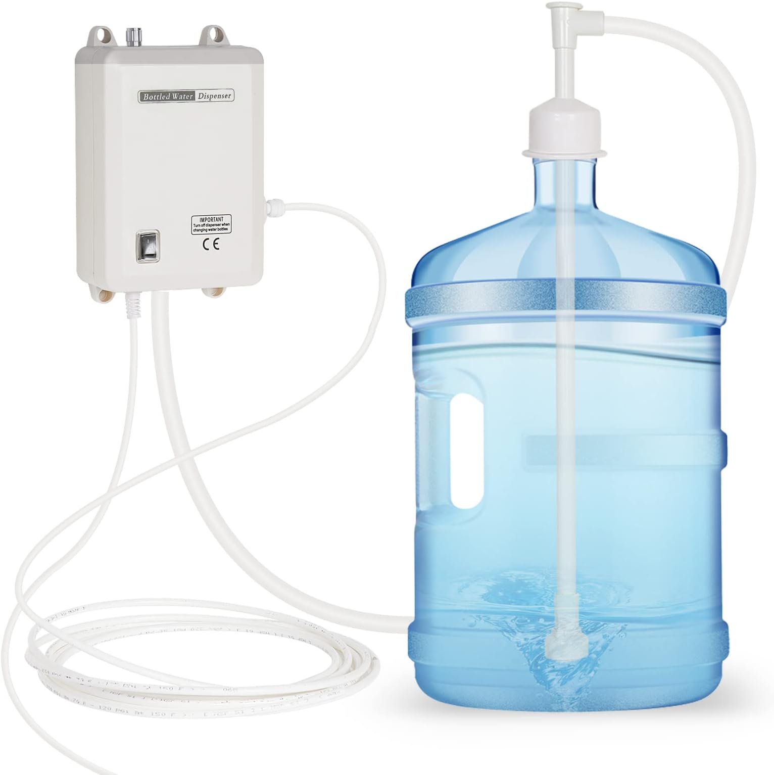TDRRICH 110V 30W 5 Gallon Speed Adjustable Drinking Water Pump 60PSI Speed 2950 Flow 2L American Plug White Food Grade Suitable for Home, Bar, Restaurant, Drinking Fountain