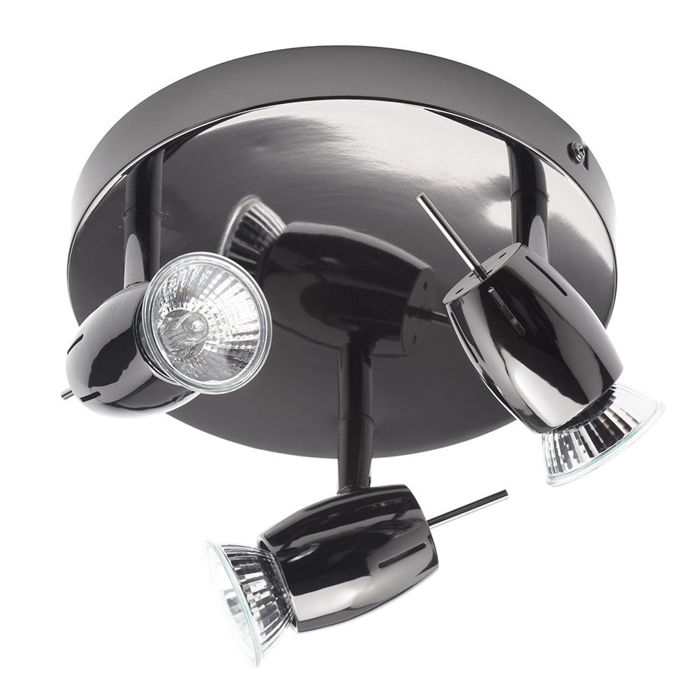 LITECRAFT Frank Spotlight Plate Ceiling 3 Light with LED Bulbs - Black Nickel