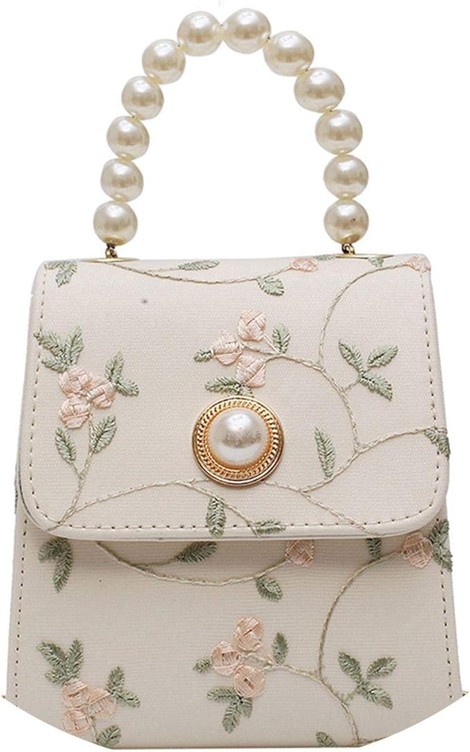 Amazon Co Jp バッグの女性19新しい韓国の野生のショルダーメッセンジャーバッグパールレースミニチェーンバッグ携帯電話バッグ 白色 ファッション
