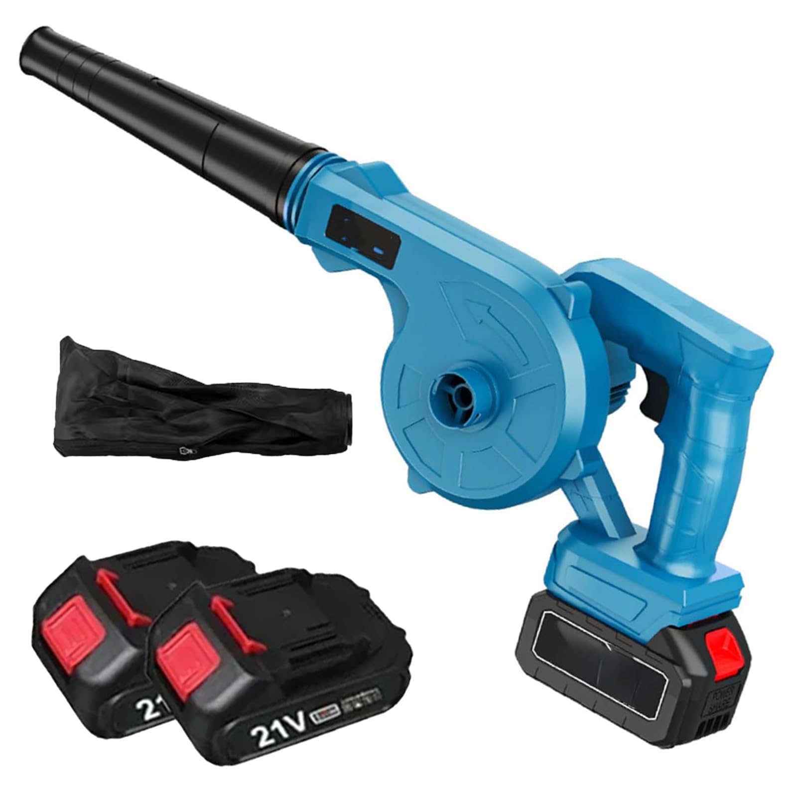 Voltix Soffiatore Aspiratore a Batteria 21V con 2 Batterie e Caricabatteria, Soffiatore Elettrico per Foglie 2 in 1, Potente e Leggero per Giardino, Cortile e Terrazzo