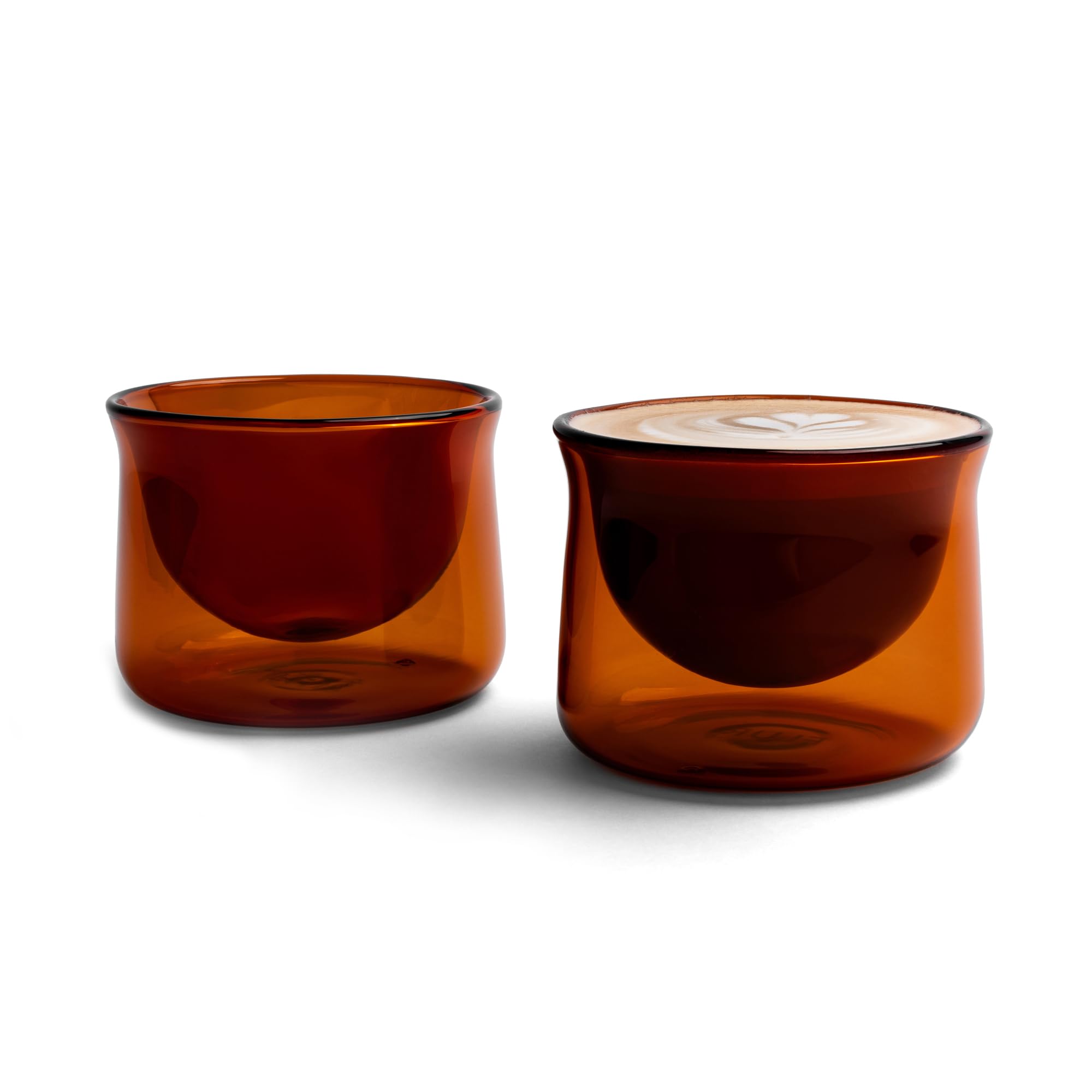 FLUR Latte Glasses (Set of 2) Perfect for Latte Art, Lattes, Cappuccinos & Flat Whites – Double-Walled Borosilicate Glass – Handmade, Lightweight & Durable – 7oz (Amber)
