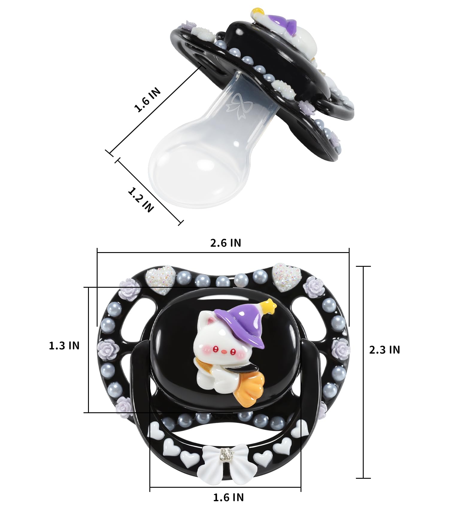 CutiePlusU Adult-Size Pacifier Dummy for Adults DIY Handmade Large Shield - Black Magic Cat - Image 4