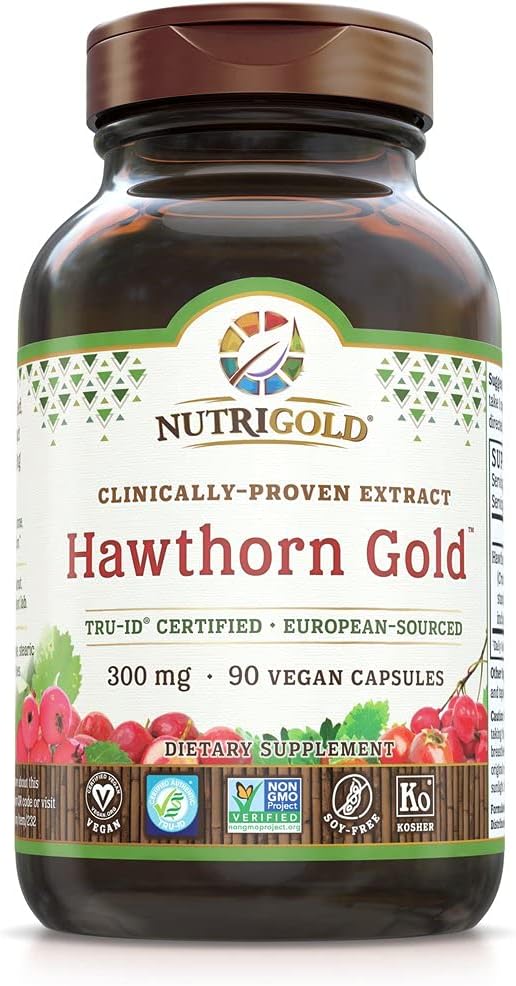 Nutrigold Hawthorn Gold (Clinically-Proven Extract), 300 Mg, 90 Veggie Capsules : Health & Household