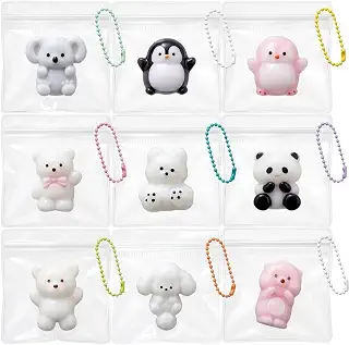 KYOSER ミニ スクイーズ【MOCCHI.動物シリーズ】キーホルダー 握る玩具 9個セット 暇つぶし チャーム ぷにぷに食物 手触りが柔らかく ストレス解消に最適 感覚おもちゃ (9個セット(動物))