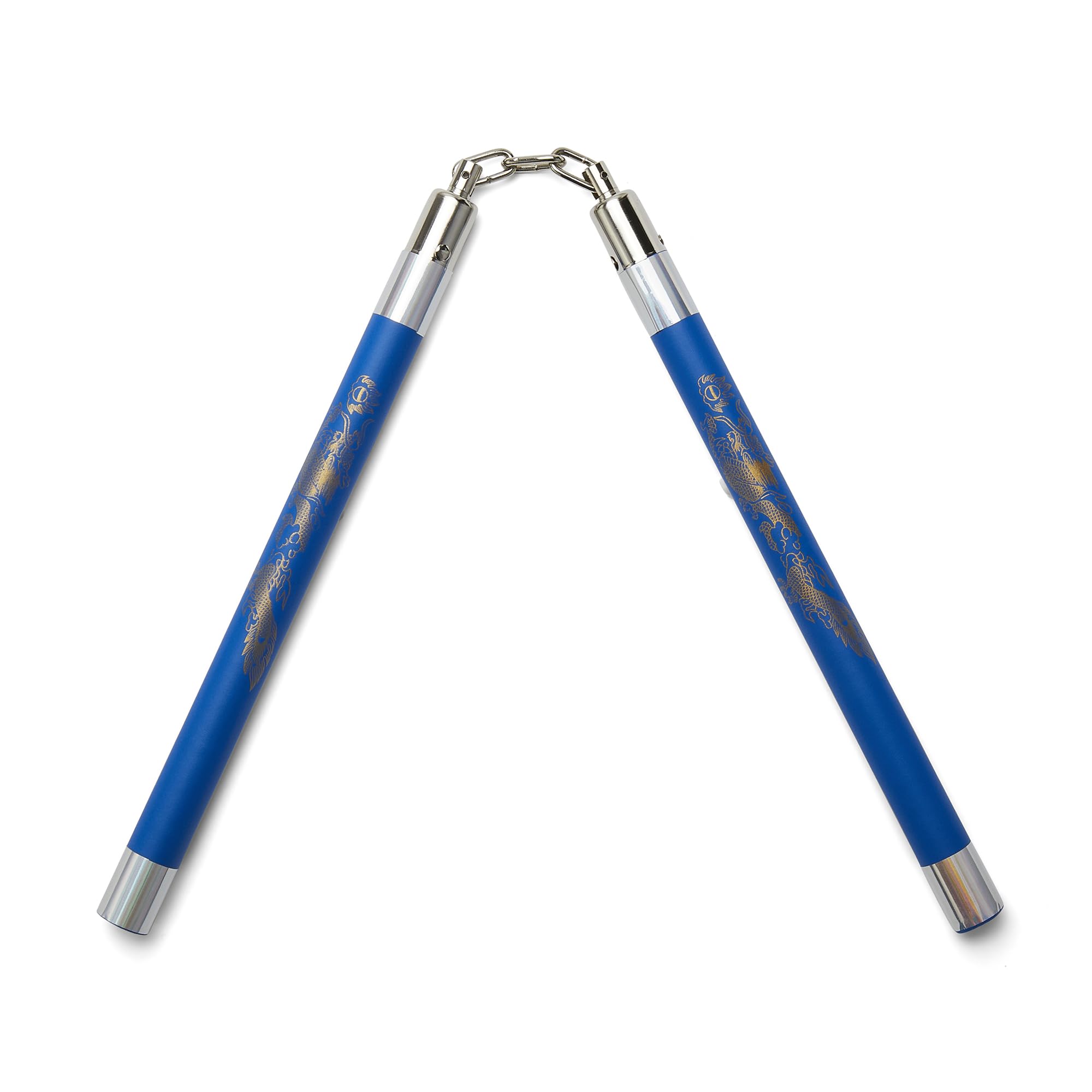 Playwell Competition Deluxe Foam Rubber Speed Training Nunchucks with Chain (Chucks) - 11" - Blue/Silver