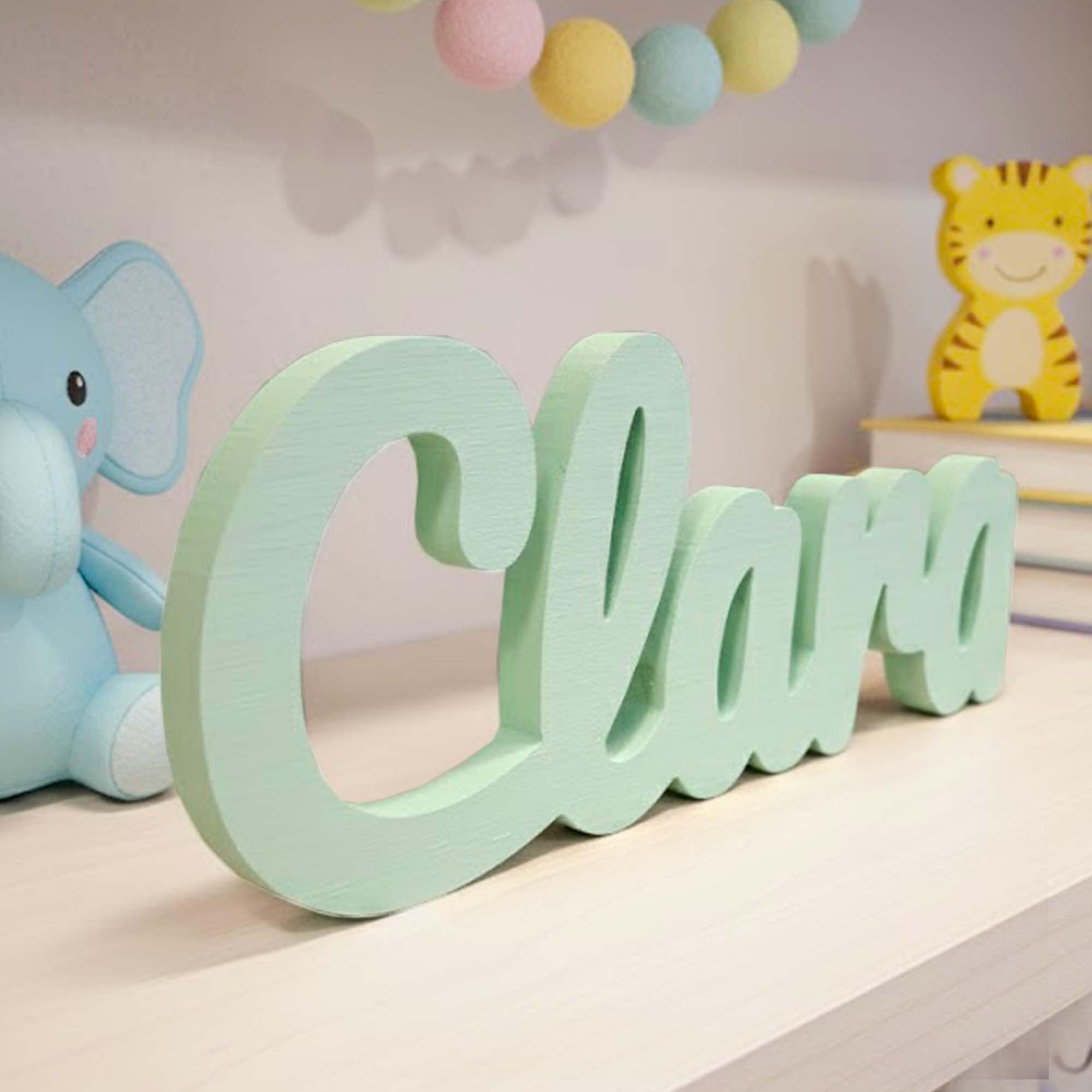 Nome personalizzato in legno massello di pino da 19 mm | Lettere maiuscole iniziali da 14 cm | Decorazioni per bambini, matrimoni e comunioni