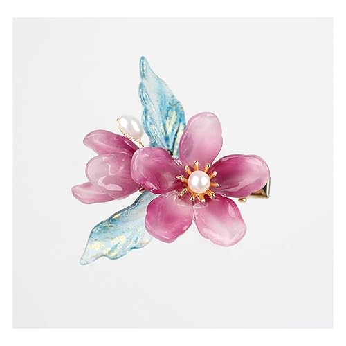 Miniatura 1 de Pasadores decorativos de flores para mujer, elegantes pinzas para el cabello con apariencia de flores de magnolia púrpura, pequeñas para baile de