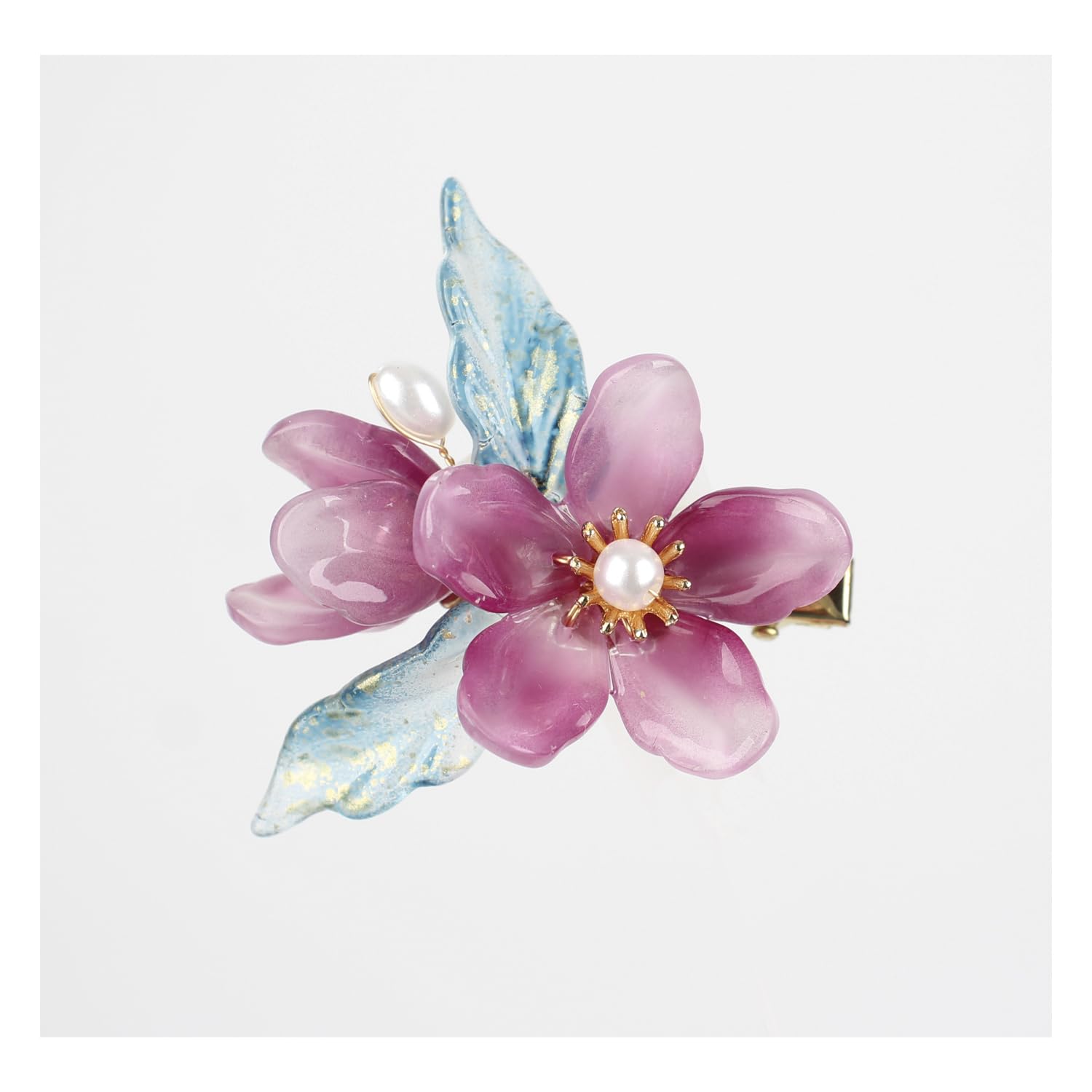 Decorative Flower Hair Barrettes for Women Elegant Hair Clips with the Appearance of Purple Magnolia Flower Hair Clips Small for Prom and Wedding