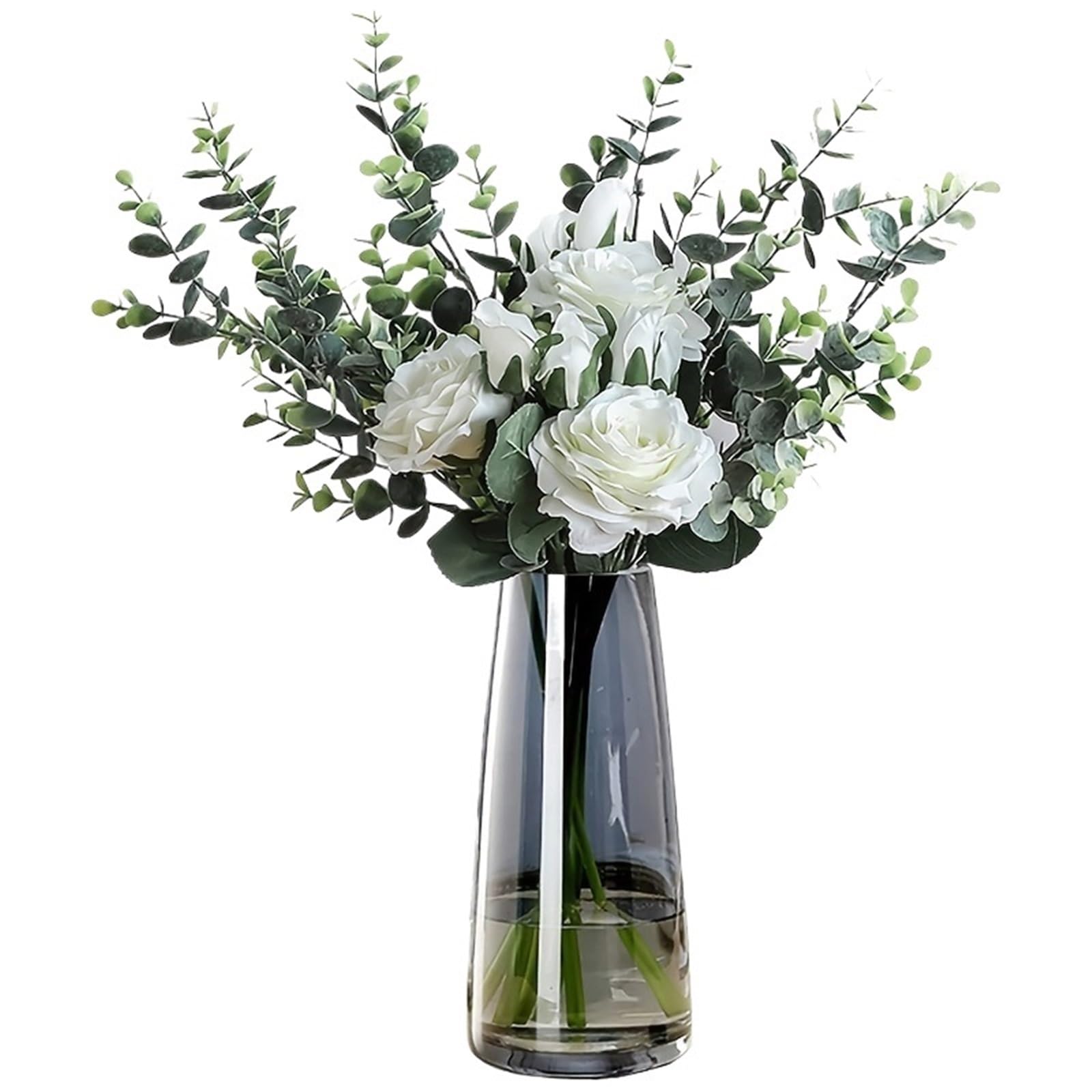 Geometric Vases Glass Vase 1PCS Crystal Clear Round For Home Office Decor Elegant Floral Arrangement(Crystal Gray)