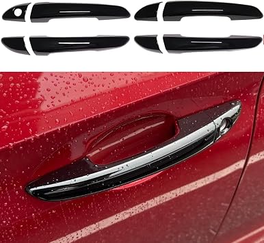 AOKIO Compatible with 2015 2016 2017 2018 2019 Hyundai Sonata Accessories Door Handle Cover Trim Glossy Black Without Smart Keyhole