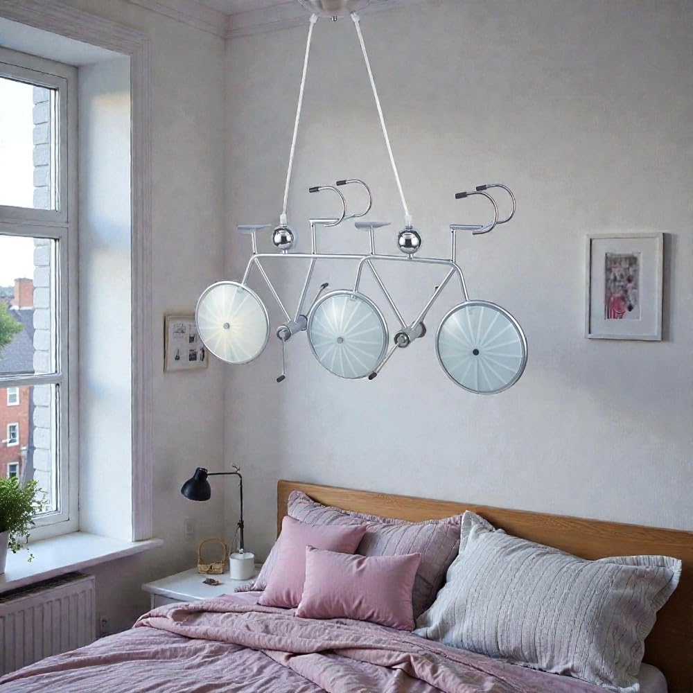 Dapo Designer Glas-Pendelleuchte Motiv TANDEM, Metall + Glas, Fassung E14 3x 40 W max. (Leuchtmittel nicht im Lieferumfang) Hängeleuchte, Deckenlampe