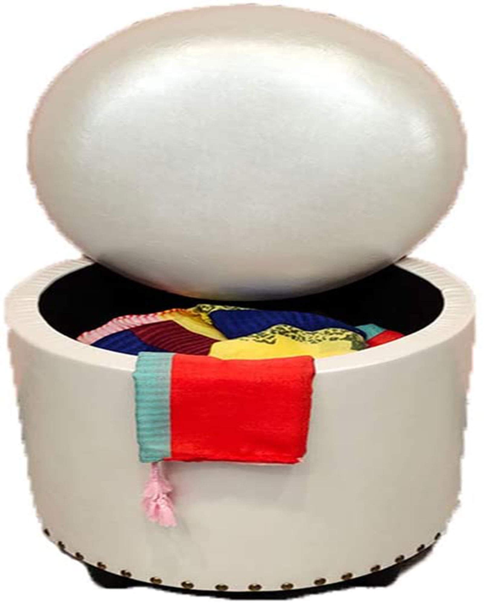 Pouf de forme ronde DASHADAO blanc au design épuré pour adulte