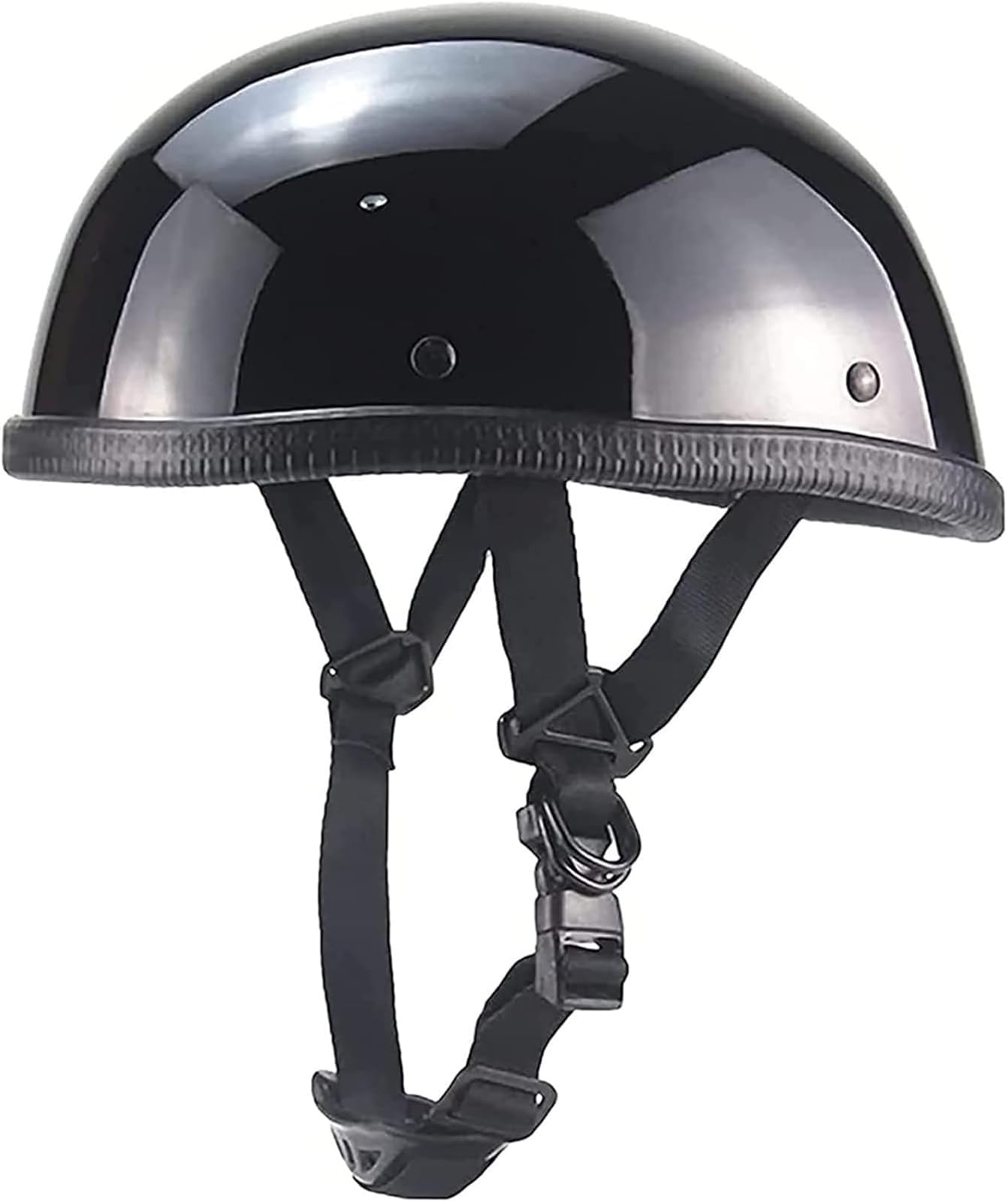 Mezzo Casco Jet Moto retrò Casco Stile Tedesco Scodella Portatile, ECE Omologato Mezzo Elmetto da Moto retrò per Uomo Donna Biker Cruiser Scooter Touring,Glossy Black,L