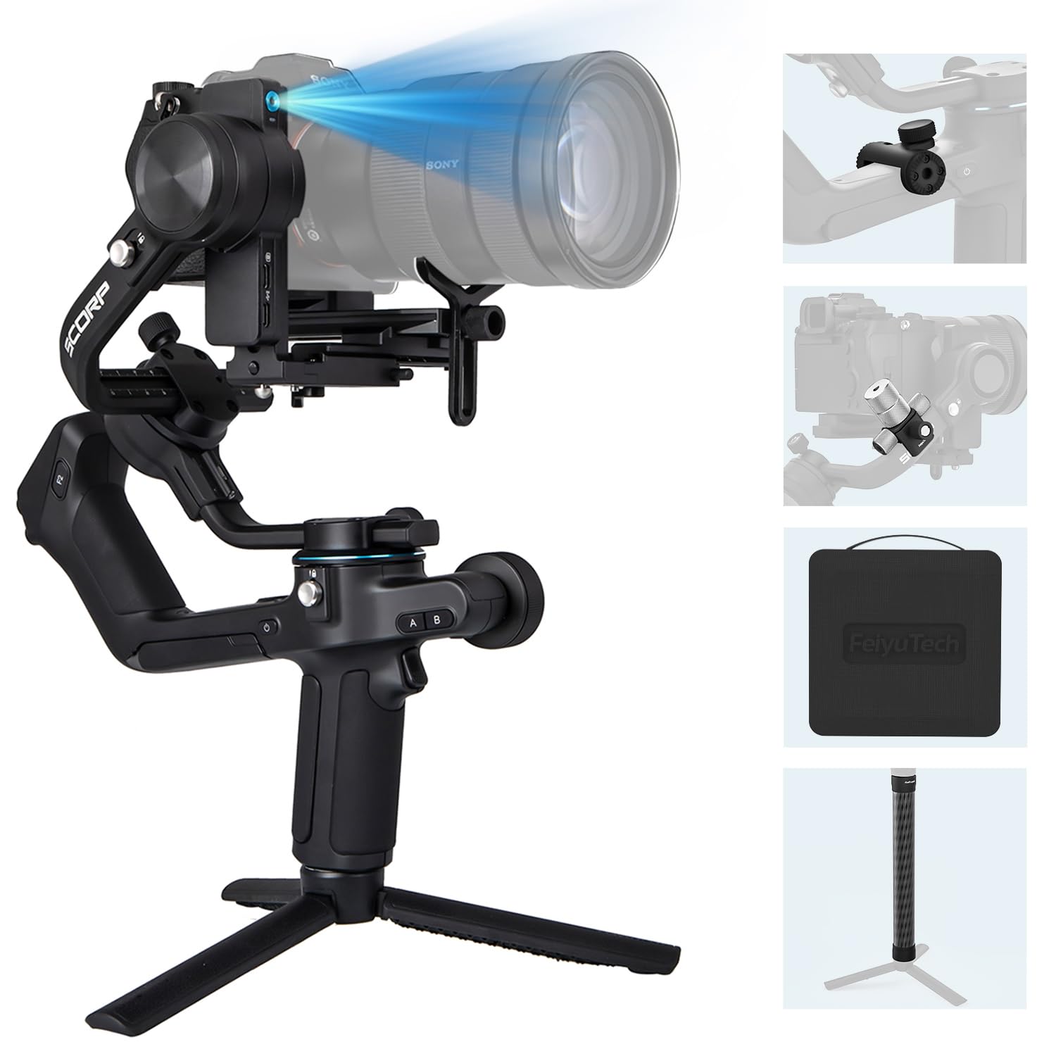 FeiyuTech Official SCORP 2 Kit,Gimbal Stabilizer for Camera,3-Axis DSLR Camera Gimbal,5.51lb Payload,Built-in AI Tracking Module,Bluetooth/Cable Control,for Canon/Sony/Panasonic/Nikon/Fujifilm
