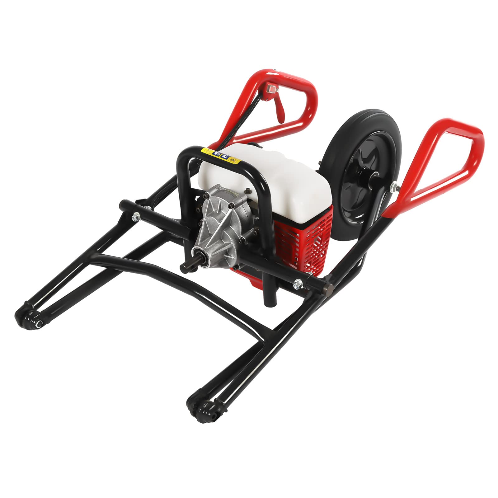 63CC Benzin Erdbohrer Erdlochbohrer mit 80mm Bohrer, 3HP Pfahlbohrer mit Fliehkraftkupplung, Faltbar Hand Push Brunnenbohrer für Landwirtschaft/Forstwirtschaft/Baumpflanzungen - Schwarz
