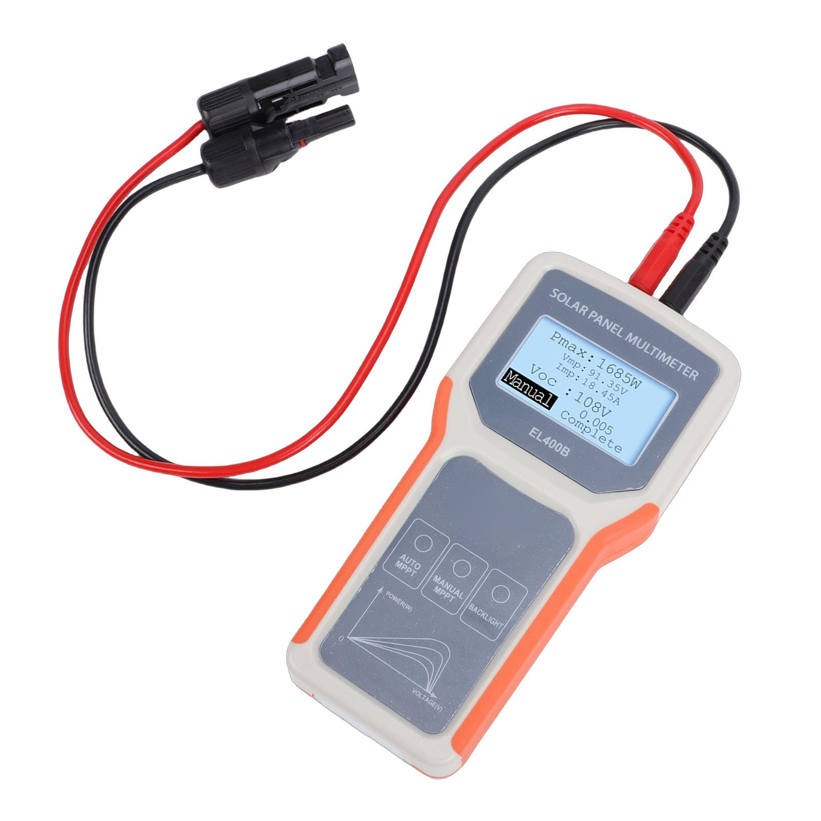 SIXRUN Tester per Pannelli Solari, Multimetro Fotovoltaico MPPT con Display LCD, Misura Tensione e Corrente per Sistemi Solari da 5-400 W per Utenti e Installatori