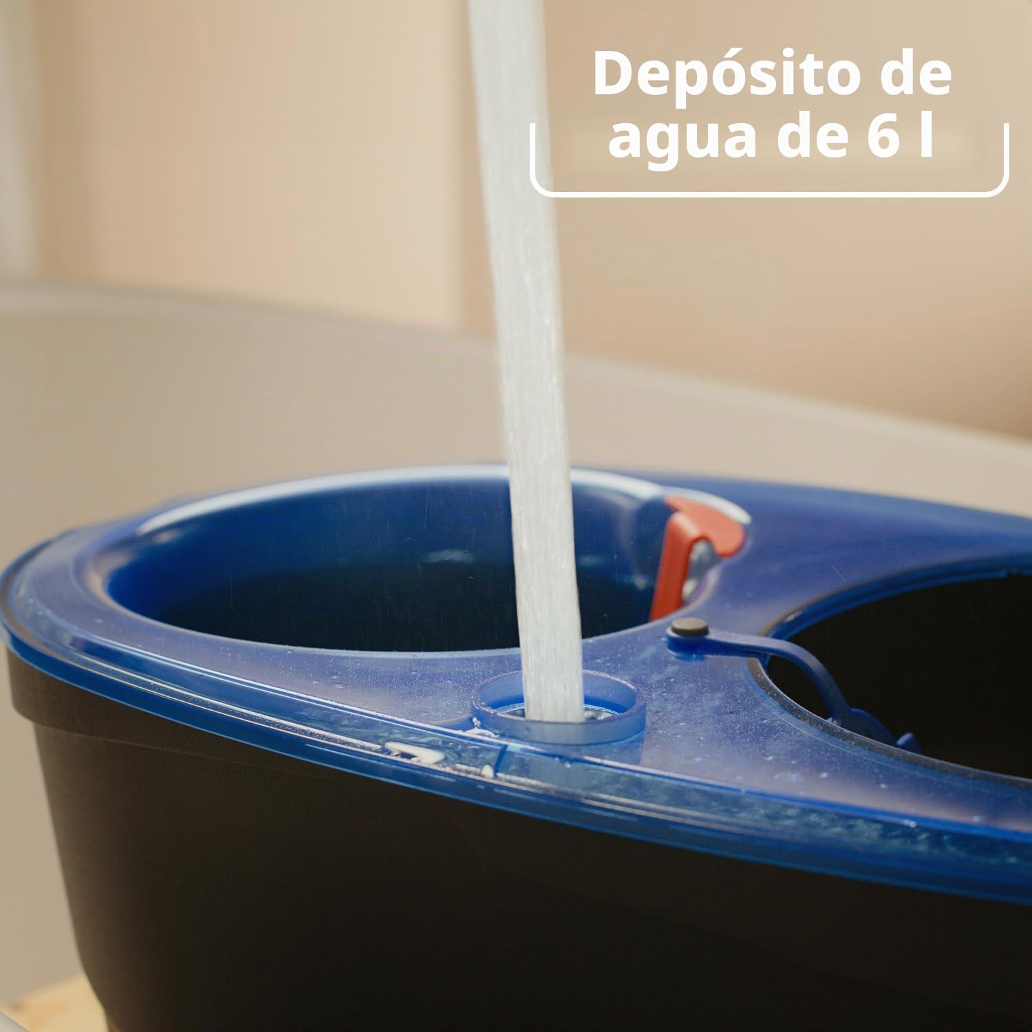 Vileda RinseClean - Sistema de fregona giratoria, Separa el Agua Limpia y la Sucia, escurrido sin Esfuerzo, Juego de fregona y Cubo de Microfibra, Color Gris