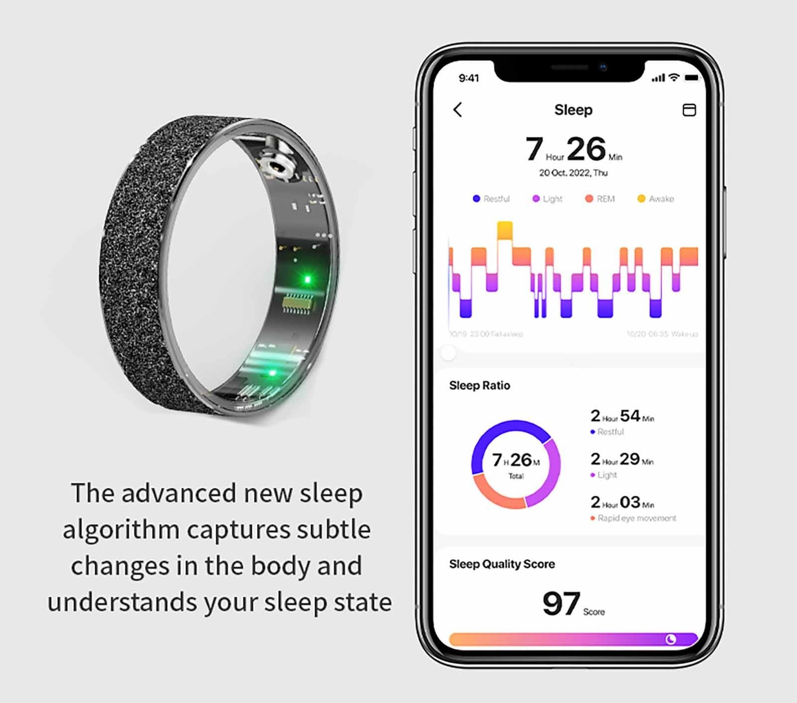 Inteligentny Pierścień Dla Mężczyzn I Kobiet Monitor Tętna I Ciśnienia Krwi W Czasie Snu Zgodny Z Systemami Android I Ios(Black,8#)