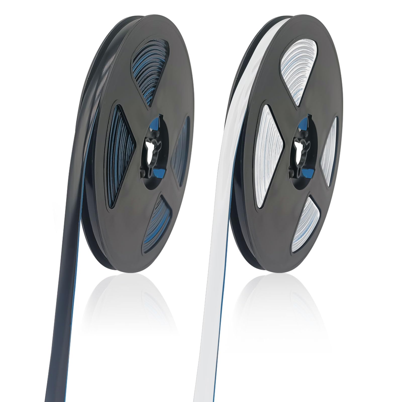 TSHAOUN2 Pieces Mildewproof Gap Tape 12m Tile Gap Tape Waterproof Seam Decorative Sticker, Self Adhesive Sealing Tape Caulk Strip for Ceiling, Stove, Sink, Tile Edge, Wall Corner (Black and White)